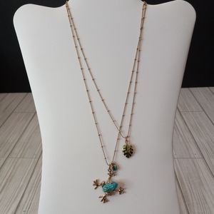 Betsey Johnson Rainforest Frog Double Chain Necklace